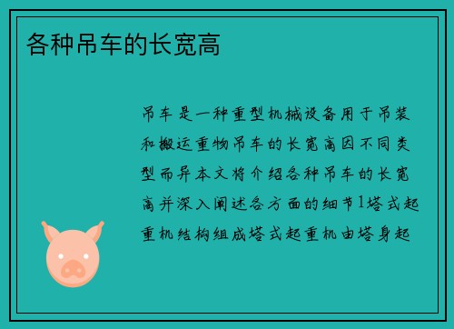 各种吊车的长宽高